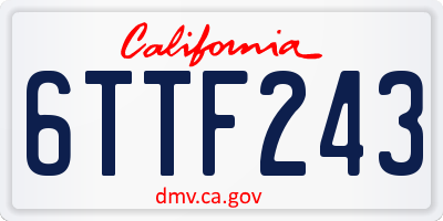 CA license plate 6TTF243