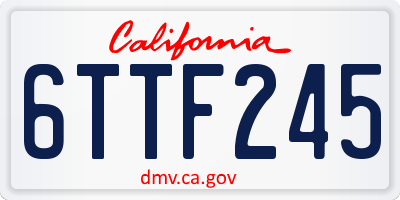 CA license plate 6TTF245