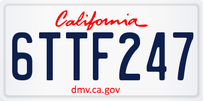 CA license plate 6TTF247