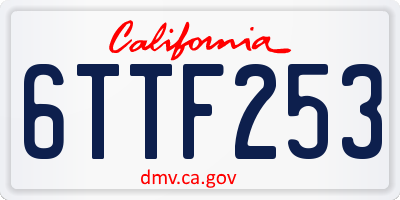 CA license plate 6TTF253