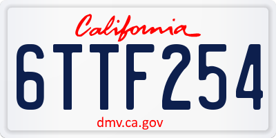 CA license plate 6TTF254