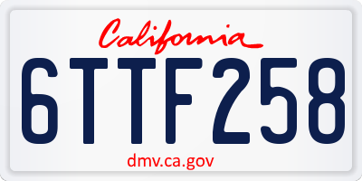 CA license plate 6TTF258