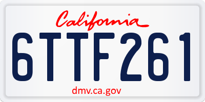 CA license plate 6TTF261
