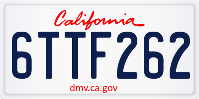 CA license plate 6TTF262