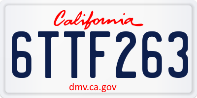 CA license plate 6TTF263