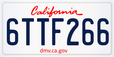 CA license plate 6TTF266