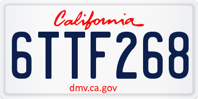 CA license plate 6TTF268