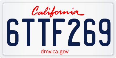 CA license plate 6TTF269