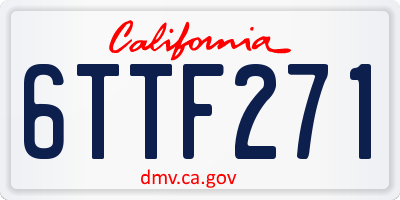 CA license plate 6TTF271