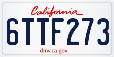 CA license plate 6TTF273