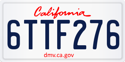 CA license plate 6TTF276