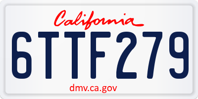 CA license plate 6TTF279