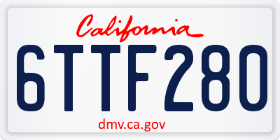CA license plate 6TTF280