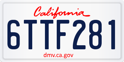 CA license plate 6TTF281