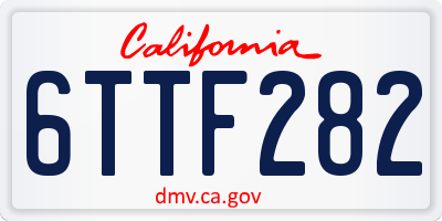 CA license plate 6TTF282