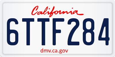 CA license plate 6TTF284