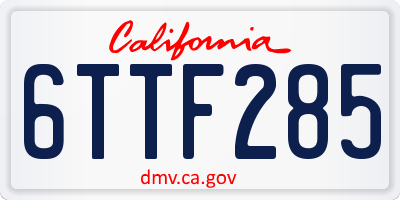 CA license plate 6TTF285