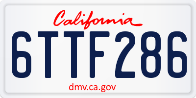 CA license plate 6TTF286