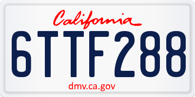 CA license plate 6TTF288