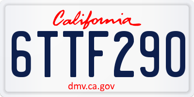 CA license plate 6TTF290