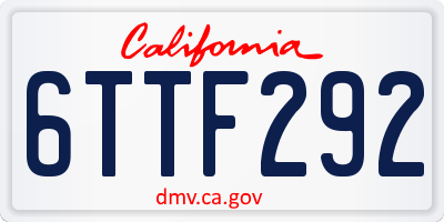 CA license plate 6TTF292