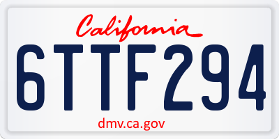 CA license plate 6TTF294
