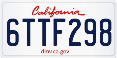 CA license plate 6TTF298