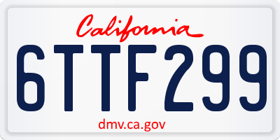 CA license plate 6TTF299