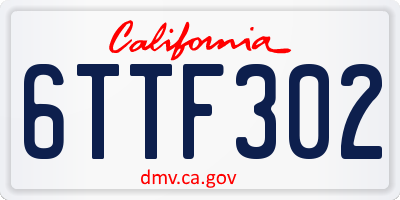 CA license plate 6TTF302