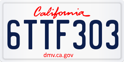 CA license plate 6TTF303