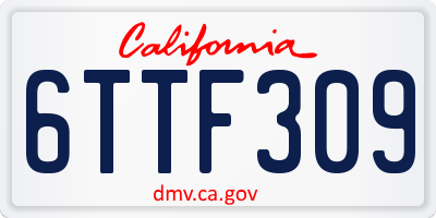 CA license plate 6TTF309