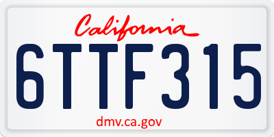 CA license plate 6TTF315