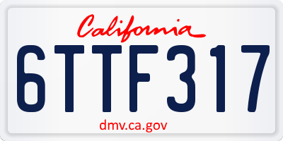 CA license plate 6TTF317