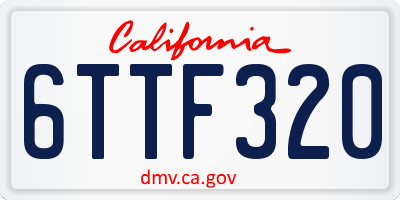 CA license plate 6TTF320