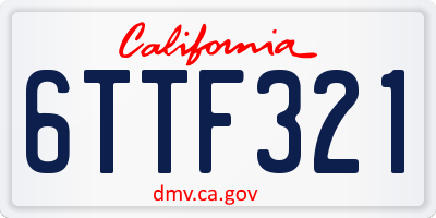 CA license plate 6TTF321