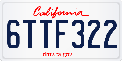 CA license plate 6TTF322