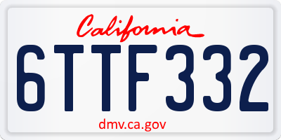 CA license plate 6TTF332