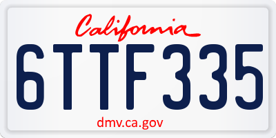 CA license plate 6TTF335