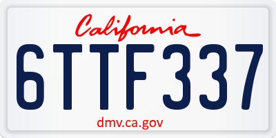 CA license plate 6TTF337