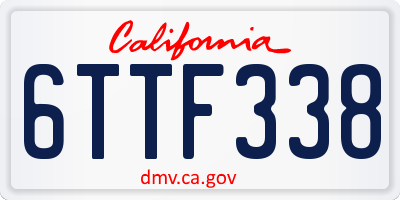 CA license plate 6TTF338