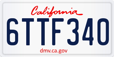 CA license plate 6TTF340