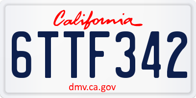 CA license plate 6TTF342