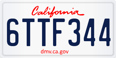 CA license plate 6TTF344