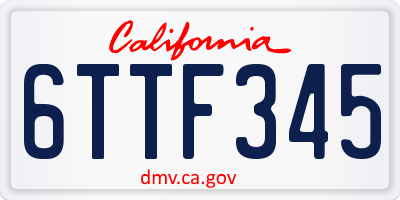 CA license plate 6TTF345