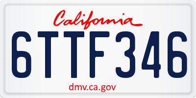 CA license plate 6TTF346