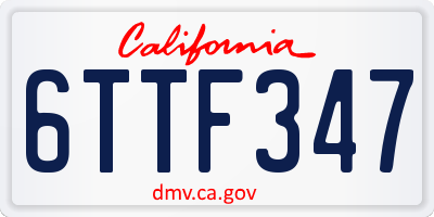 CA license plate 6TTF347