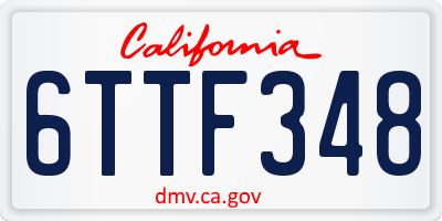 CA license plate 6TTF348