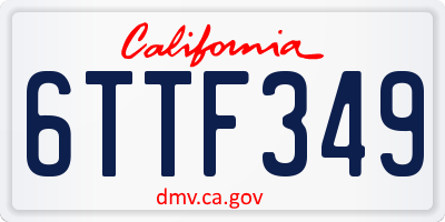 CA license plate 6TTF349