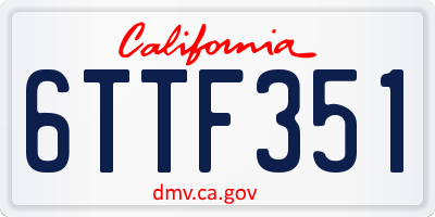 CA license plate 6TTF351