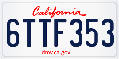 CA license plate 6TTF353